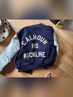 Letterman, Varsity, Calhoun HS Merrick NY Leather, Wool Drama Lohan Sz L 88
